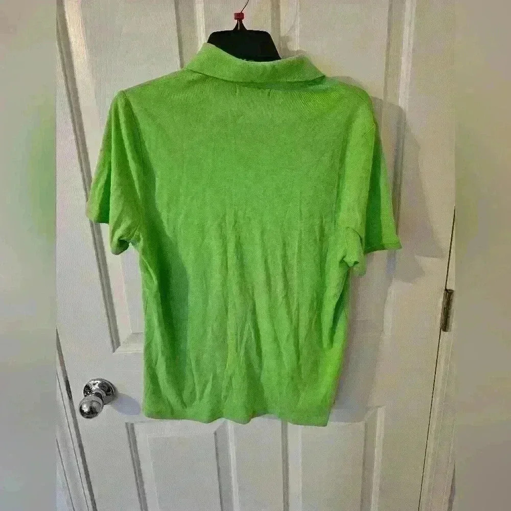 Lauren Ralph Lauren Lime Green Ruffle Button Polo Plus Size 1X - Picture 4 of 4
